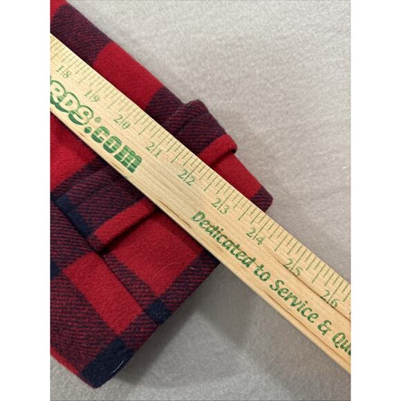 Talbots Womens Pea Coat Red Buffalo Plaid Lined Wool Jacket Sz L 14 Petite Navy - Picture 9 of 16